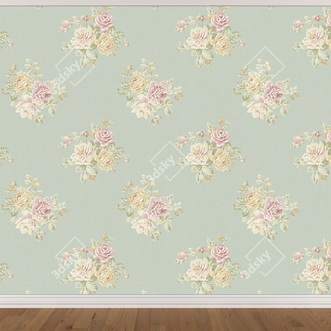 Seamless Wallpaper Set: 3 Colors 3D model image 2