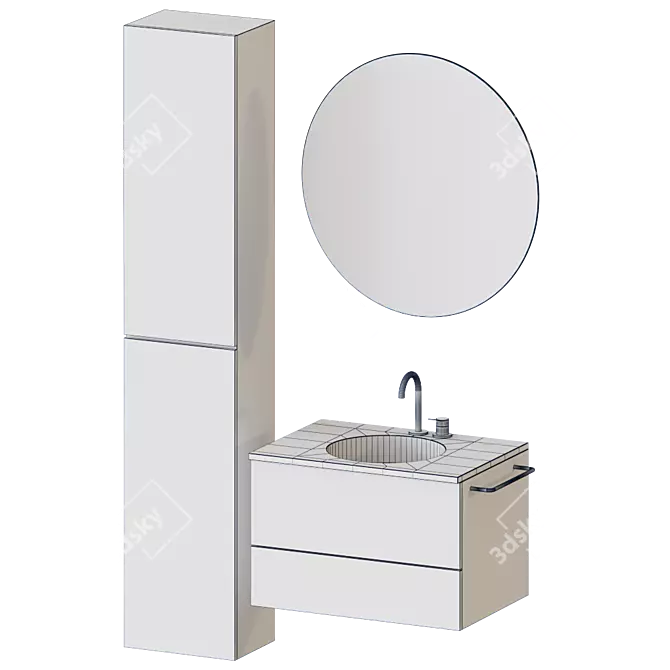 Coco: Stylish, Integrated Bathroom Unit 3D model image 3