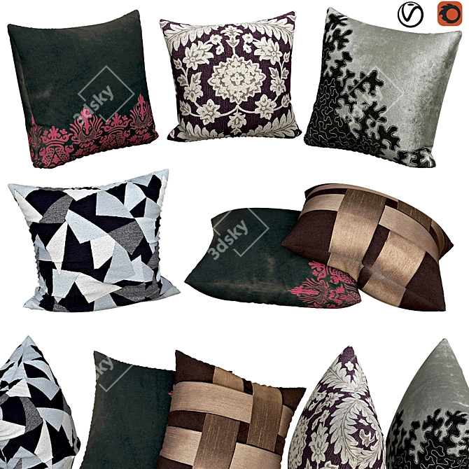 Elegant Sofa Accent Pillows 3D model image 1