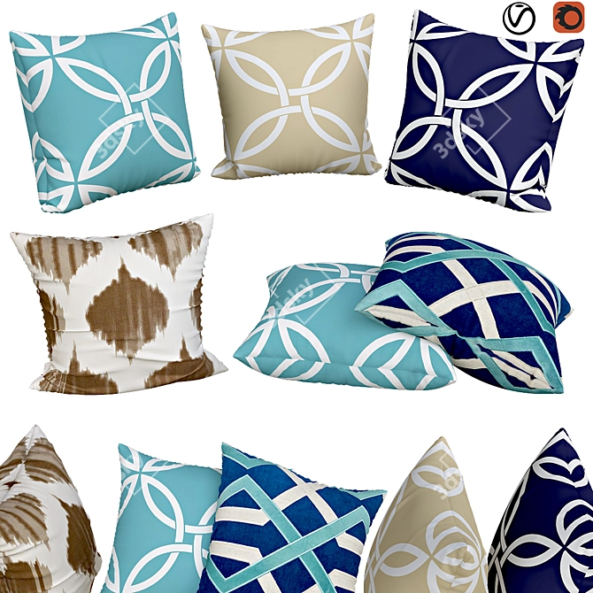 Elegant Sofa Pillows | No. 043 3D model image 1