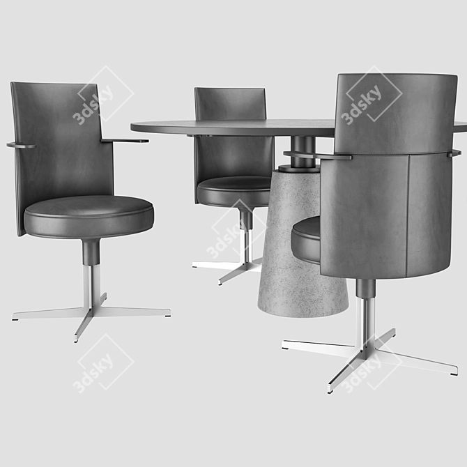 Elegant Dining Set: Table & Chairs 3D model image 6