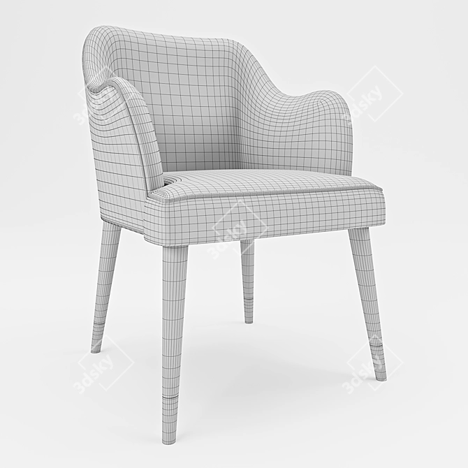 Comfort Armrest Dining Chair 3D model image 3