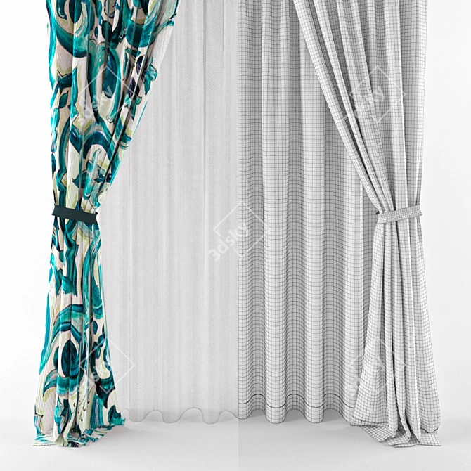 Elegant Sheer Window Curtain 3D model image 1