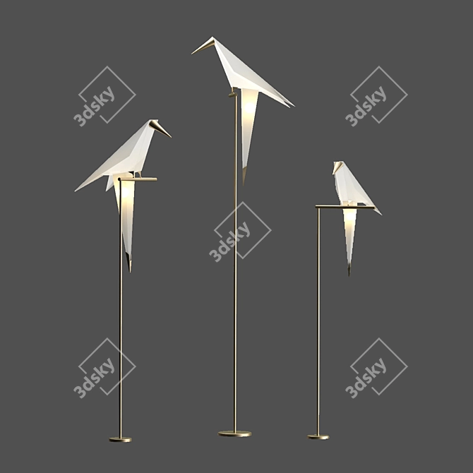 Modern Origami Bird Floor Lamp 3D model image 1