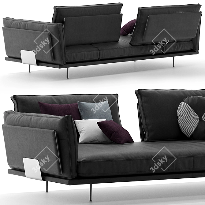 Elegant Divine Upholstered Sofa 3D model image 3