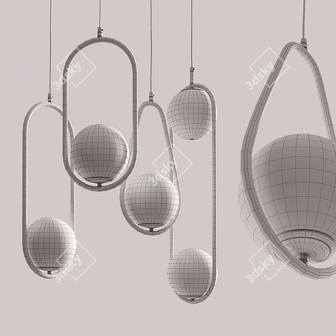 Lampatron Hoop Drop: Versatile Designer Chandelier 3D model image 5