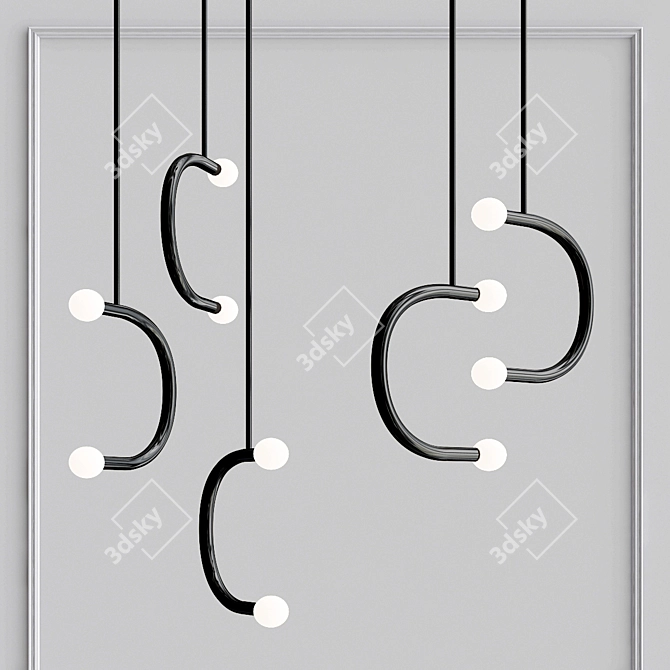 Modern Black Metal Pendant Lights 3D model image 1