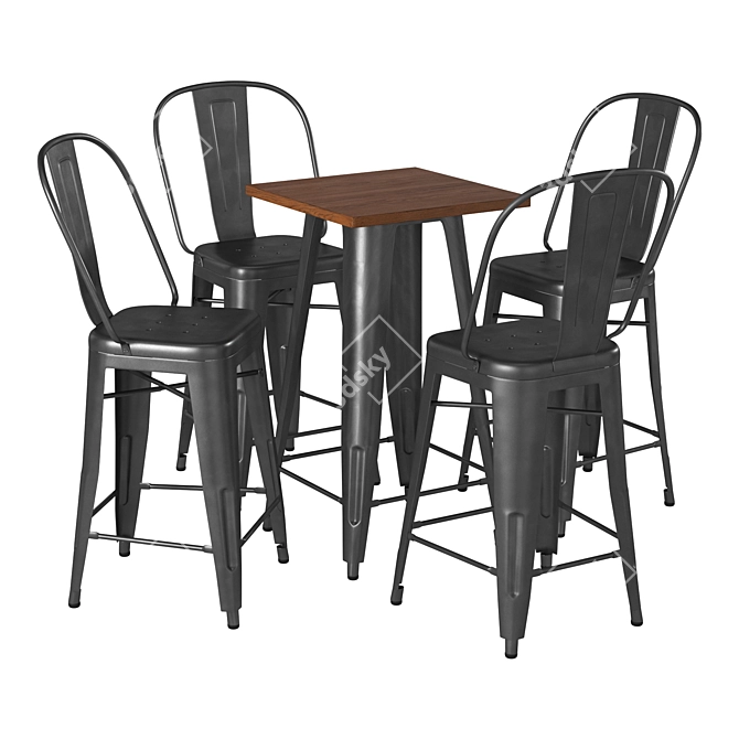 Contemporary Counter Height Dining Set 3D model image 1