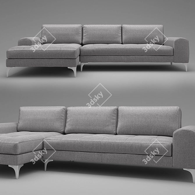 Vittorio Pearl Gray 3-Seater Sofa 3D model image 1