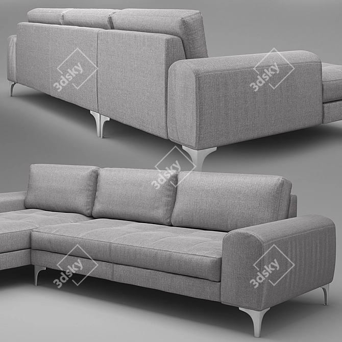 Vittorio Pearl Gray 3-Seater Sofa 3D model image 2