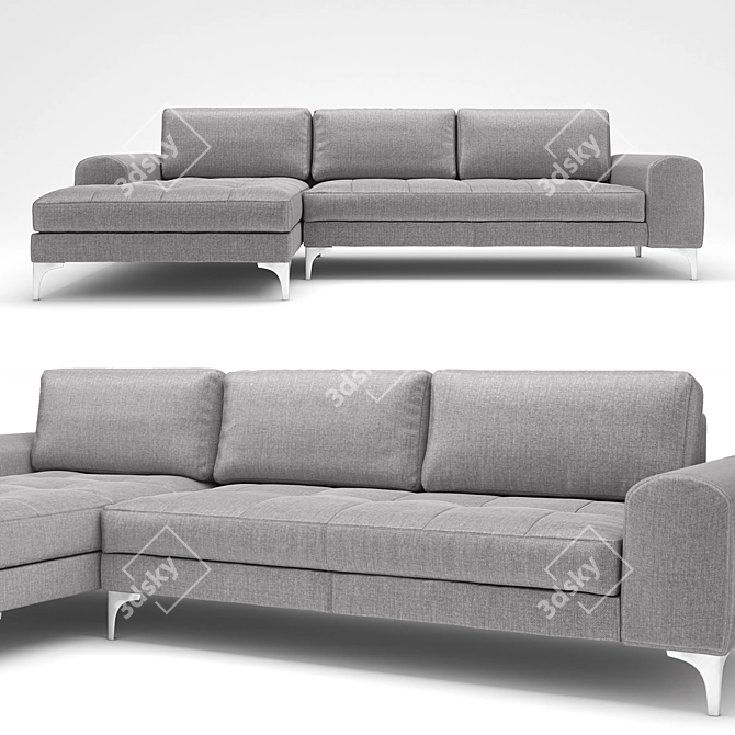 Vittorio Pearl Gray 3-Seater Sofa 3D model image 5