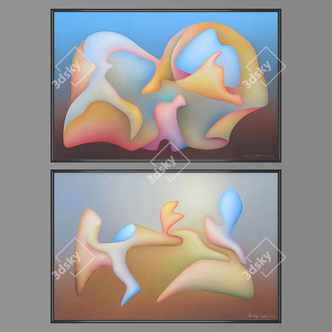 Modern Wall Art Set with Multiple Frames 3D model image 1