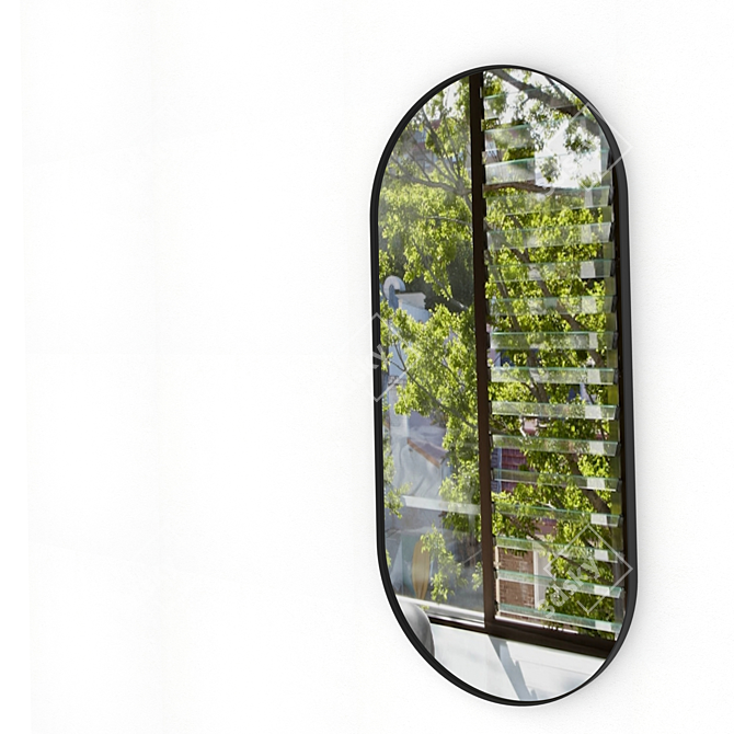 Modern Oval Mirror in Metal Frame - "Capsule 3D model image 2