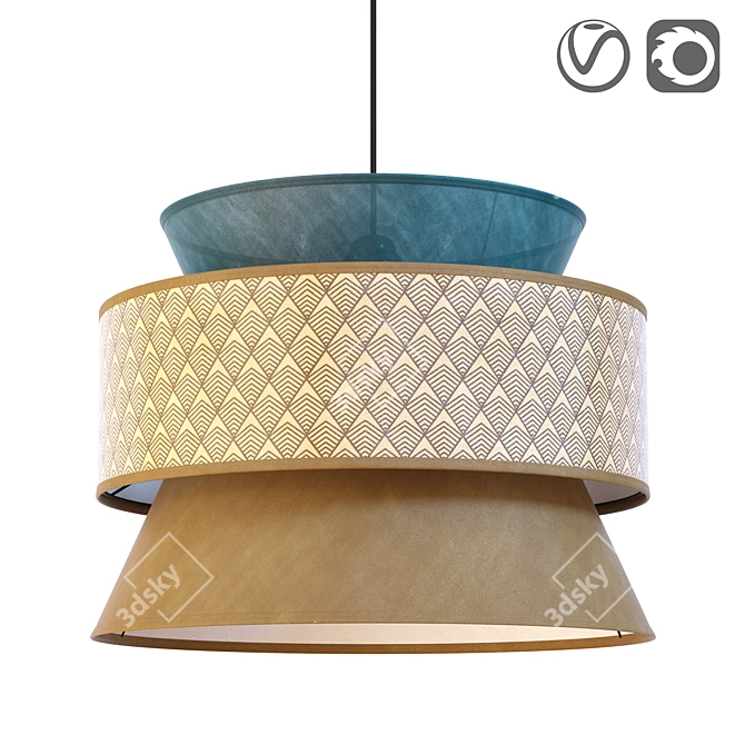 Vintage-Inspired Lampshade Trio 3D model image 1