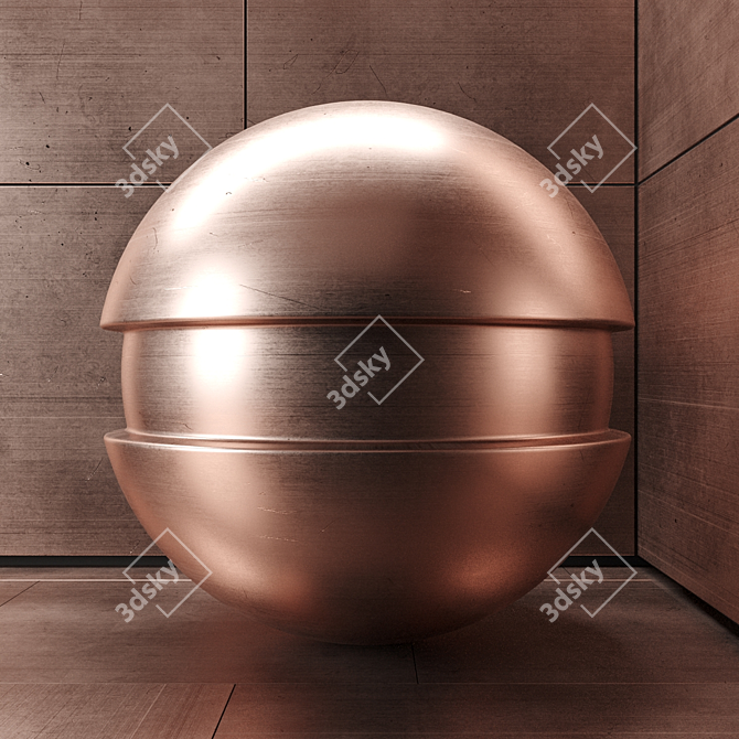 Seamless Brushed Copper Metal 3D model image 2