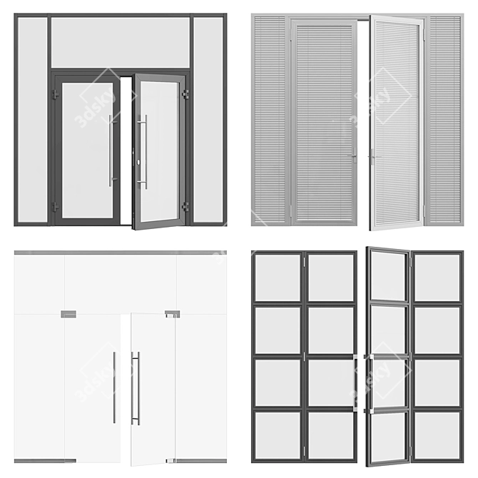 Animated Door Set 3D model image 1