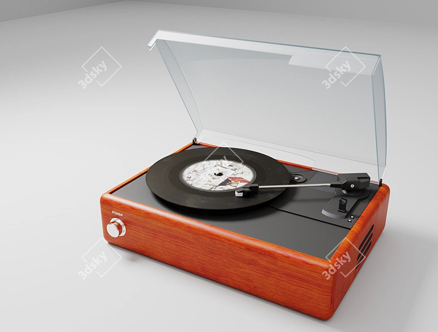 Vintage Vinyl Record Player 3D model image 1