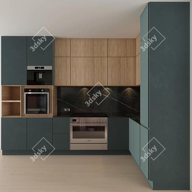 Bosch Kitchen Set: Coffee Maker & Oven 3D model image 2