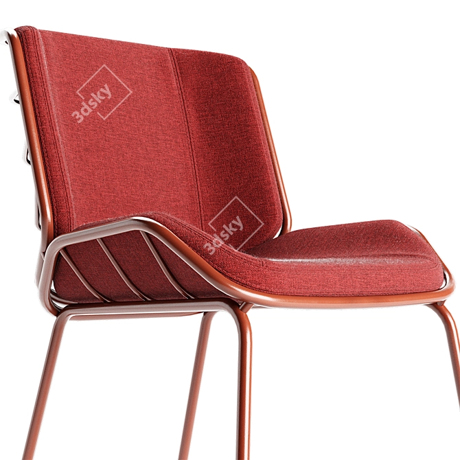 Italian Handmade Traba Red Chair 3D model image 3