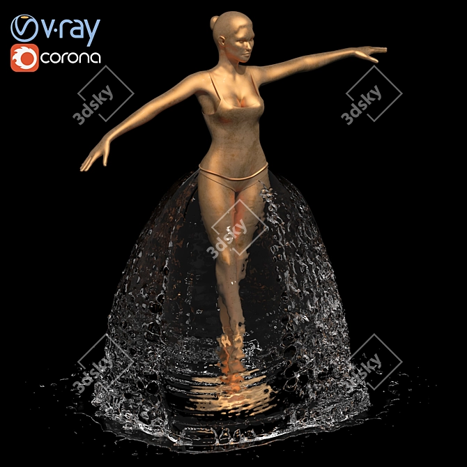 Elegant Ballerina Fountain 3D model image 1