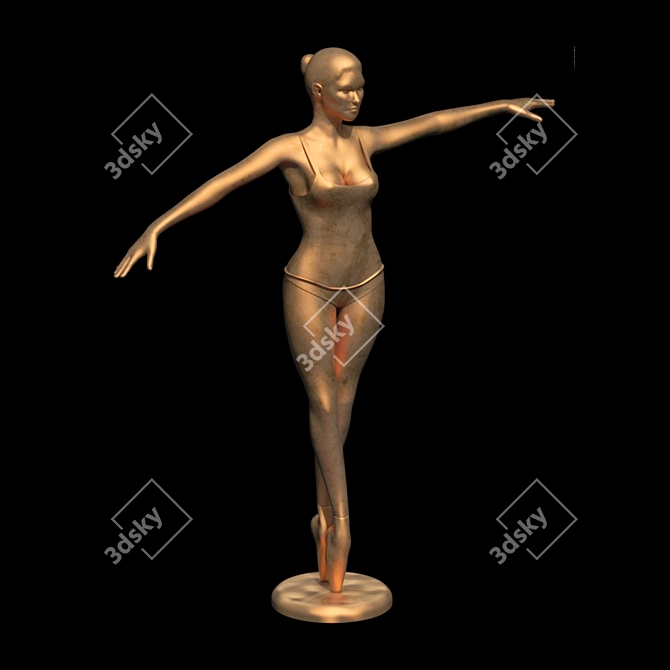 Elegant Ballerina Fountain 3D model image 2