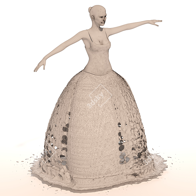 Elegant Ballerina Fountain 3D model image 5