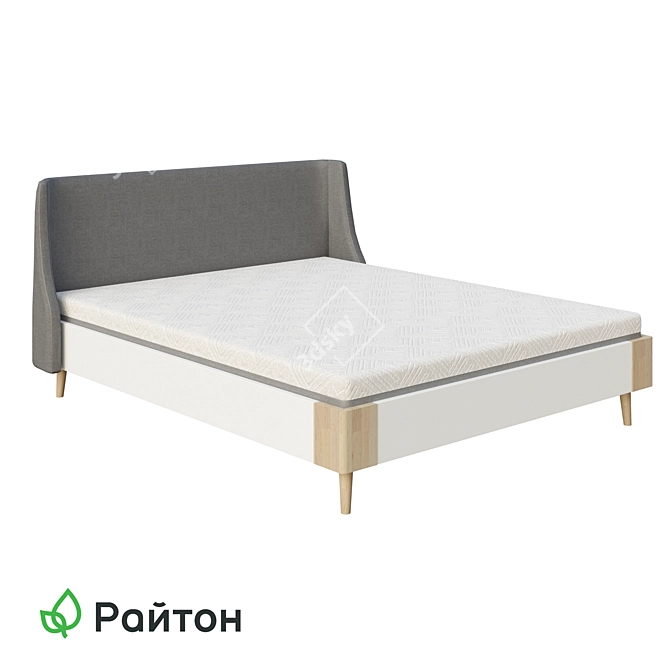 Lagom Side Chips White Bed - Luxurious Comfort in Sleek Design 3D model image 1