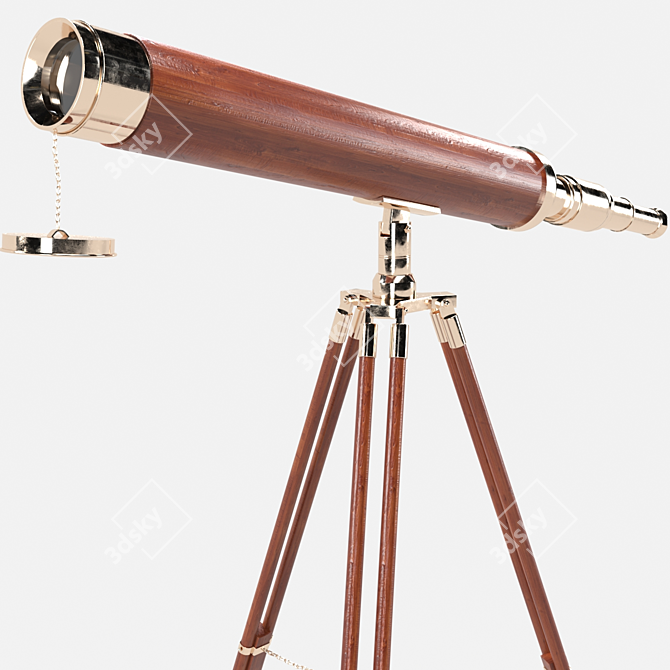 Antique Style Vintage Telescope 3D model image 8