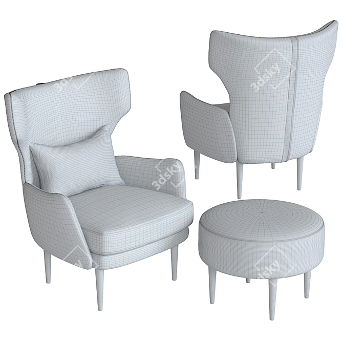 DivanOFF27 Armchair with Ottoman: Stylish Comfort for Your Space 3D model image 4