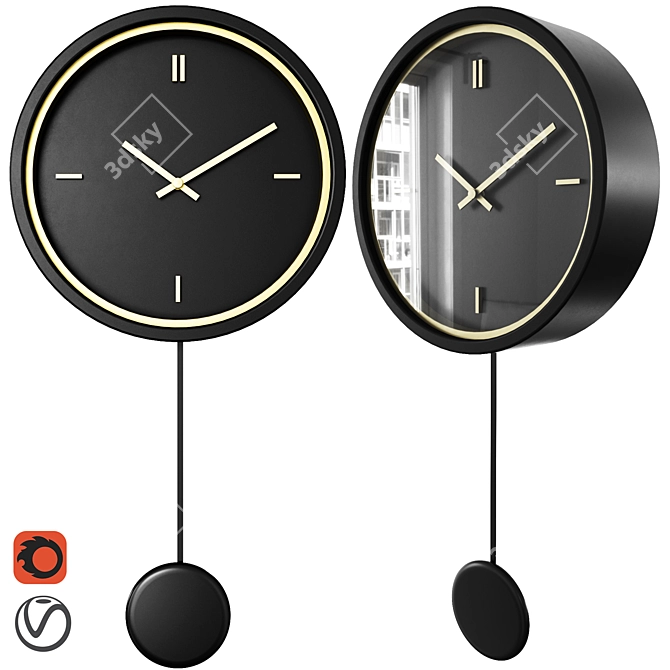  STURSK Wall Clock: Modern Design by Hanna Crondahl 3D model image 1