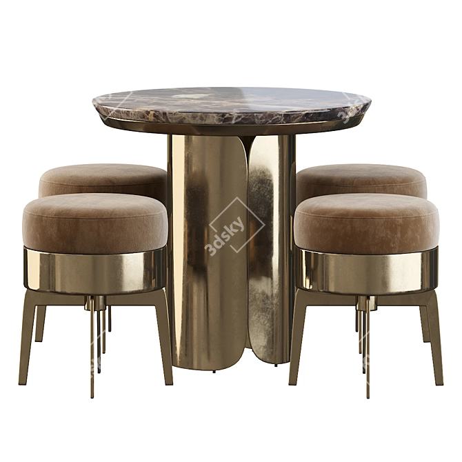 Stylish Gabriel Coffee Table & Feel Good Pouf 3D model image 2