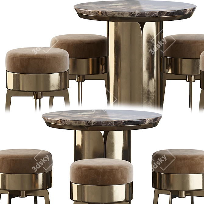 Stylish Gabriel Coffee Table & Feel Good Pouf 3D model image 3