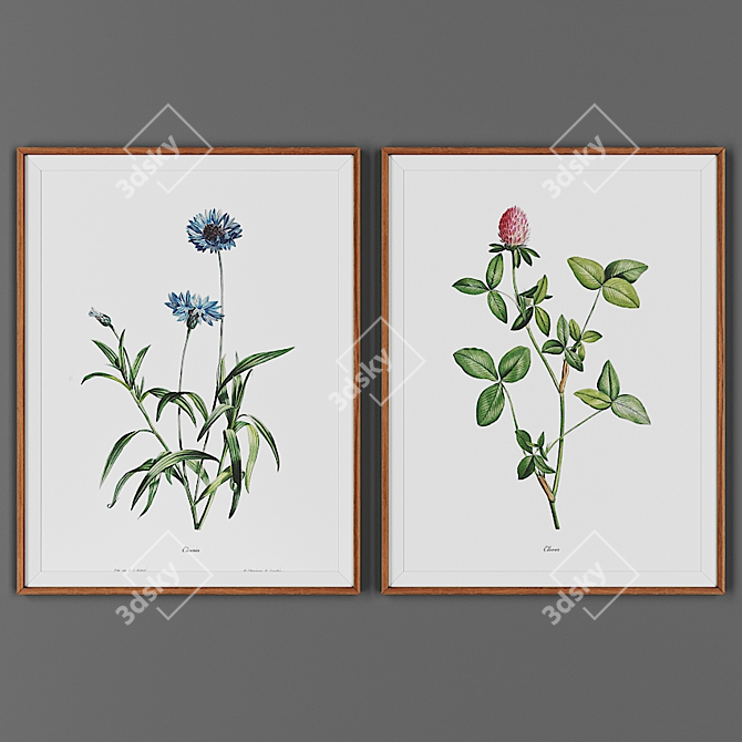  2-Piece Wooden Frame Art Set 3D model image 1