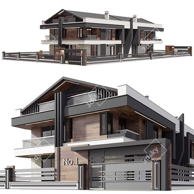 Modern Residential Building 3D Model 3D model image 2