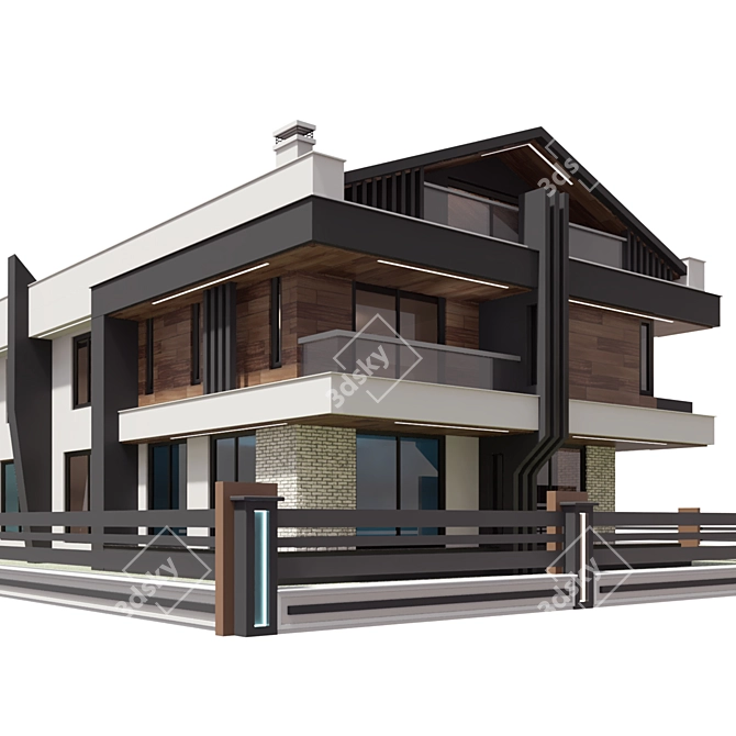 Modern Residential Building 3D Model 3D model image 4