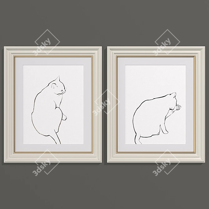 Modern Cat Art Set 3D model image 2