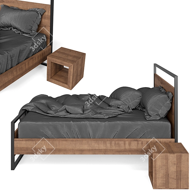 Modern Loft Bed with Nightstands 3D model image 3