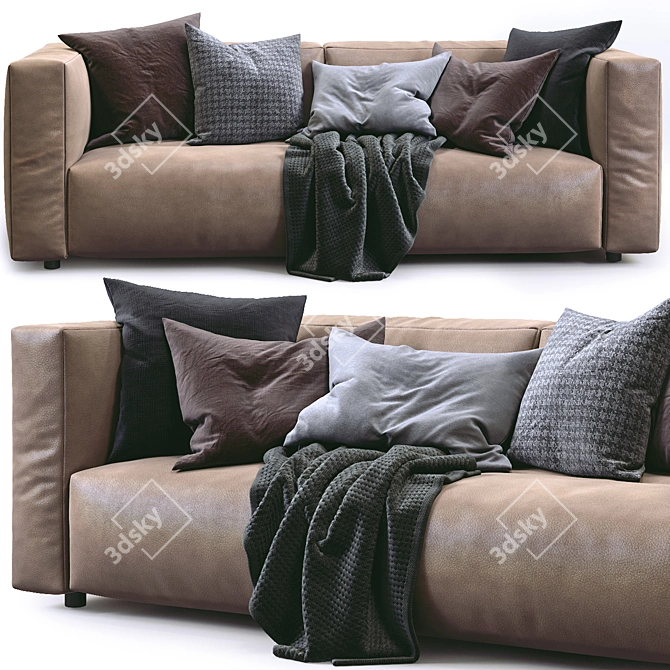 Prostoria Leather Match Sofa: Modern Elegance 3D model image 1