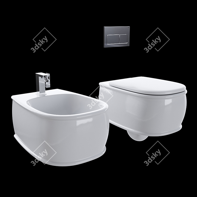 Modern Artceram Toilet and Bidet 3D model image 1