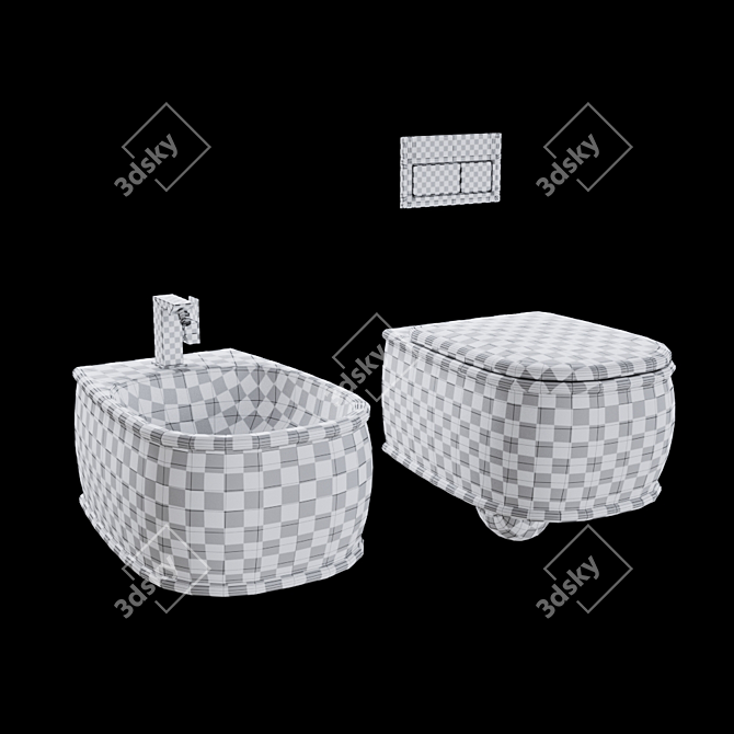 Modern Artceram Toilet and Bidet 3D model image 2