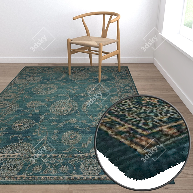 Versatile 3-Carpet Set: High-Quality Textures 3D model image 5