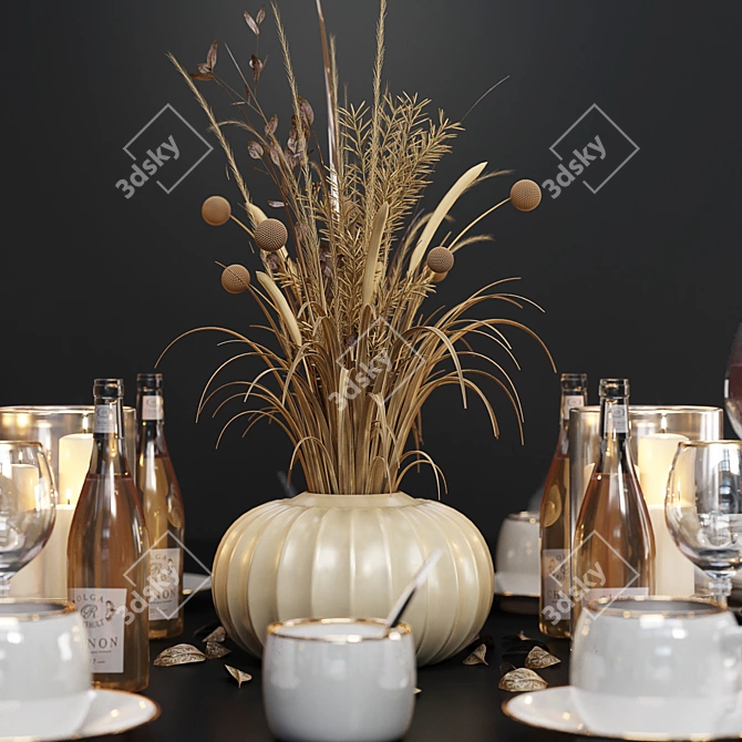 Elegant Dining: Luxury Table Setting 3D model image 3