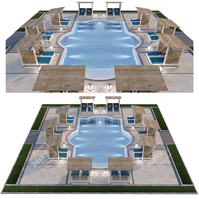 Luxury Pool Area for Relaxation 3D model image 6