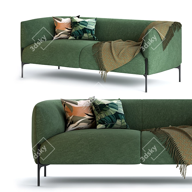 Organic Curve Panda Sofa 3D model image 1