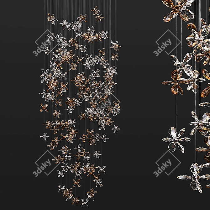 Crystal Blossom Chandelier 3D model image 2