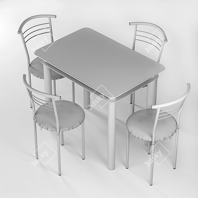 Sleek Chrome Marco & KT-1: Your Modern Dining Set 3D model image 3