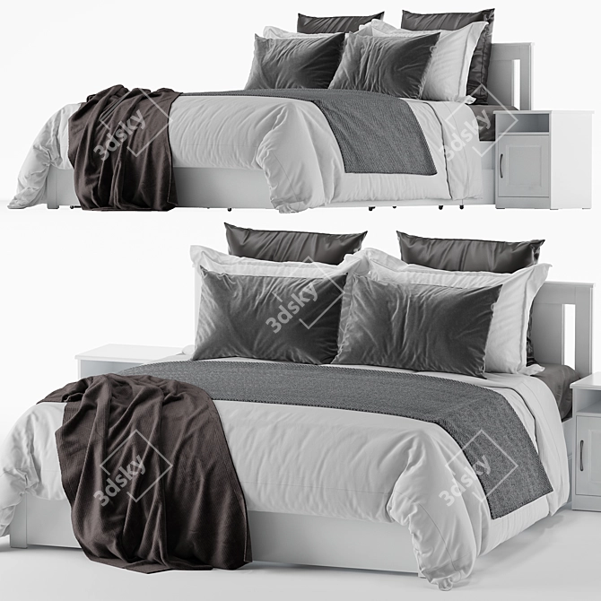 Elegant Ikea Songesand Bed 3D model image 2