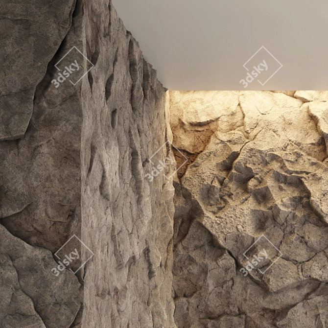 Rugged Brown Rock VRay Material 3D model image 3