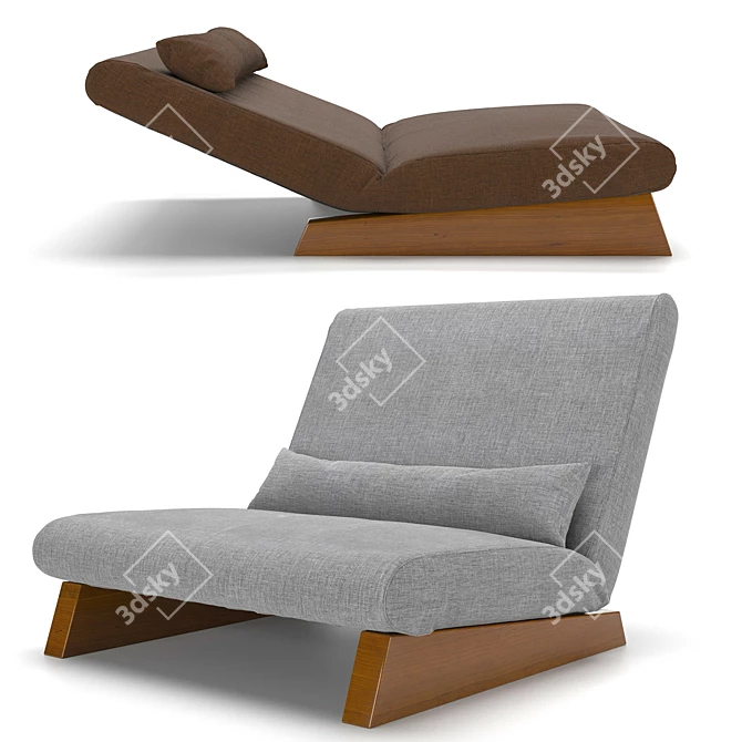 Japanese-Style Sofa Bed: Cozy & Versatile 3D model image 1