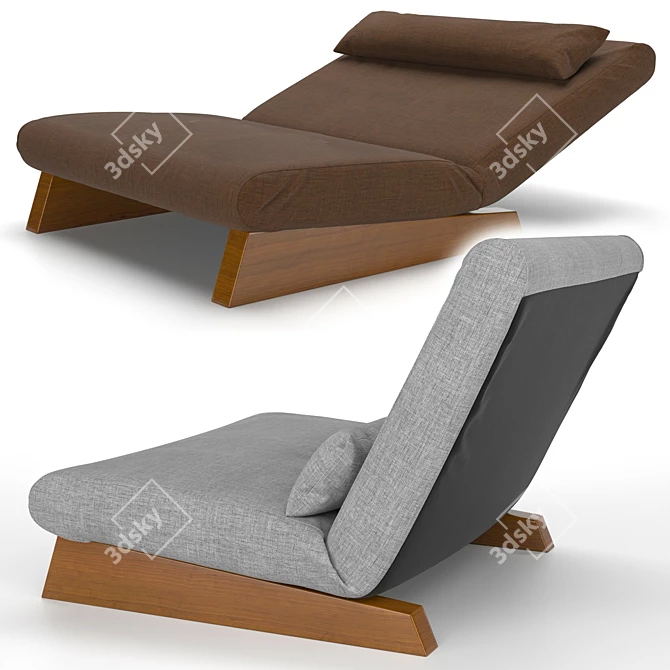 Japanese-Style Sofa Bed: Cozy & Versatile 3D model image 2